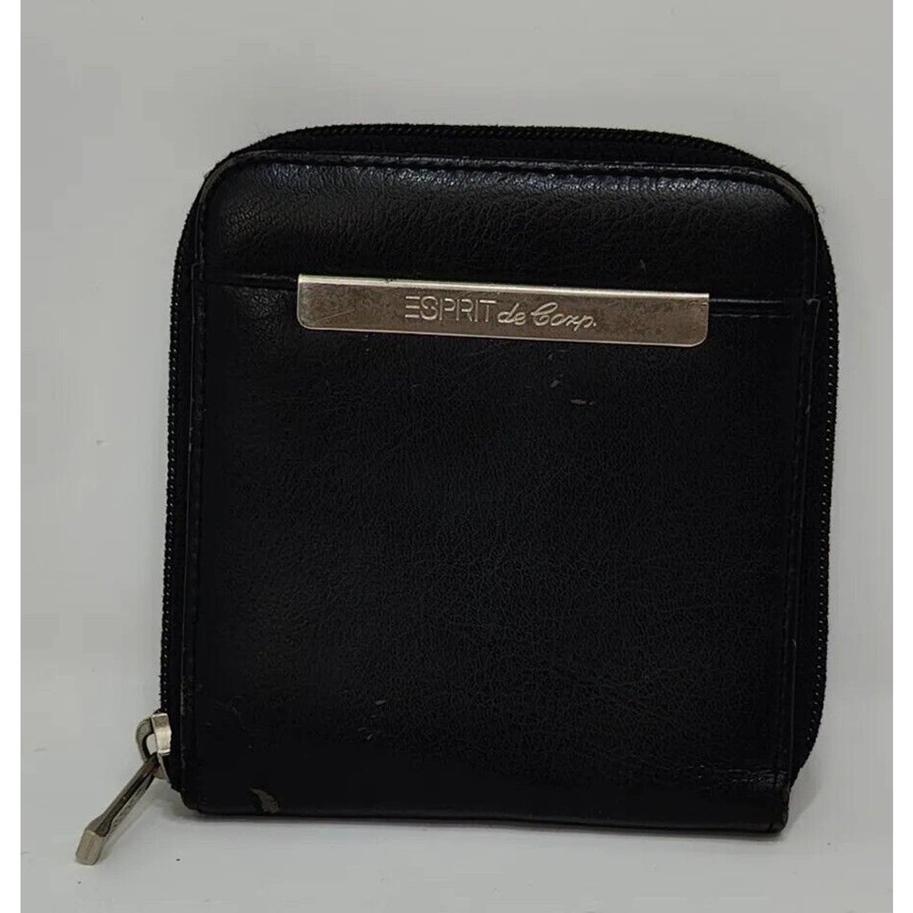 Vintage Esprit Zip Around Wallet‎ Black Leather Women's Men's Accessories